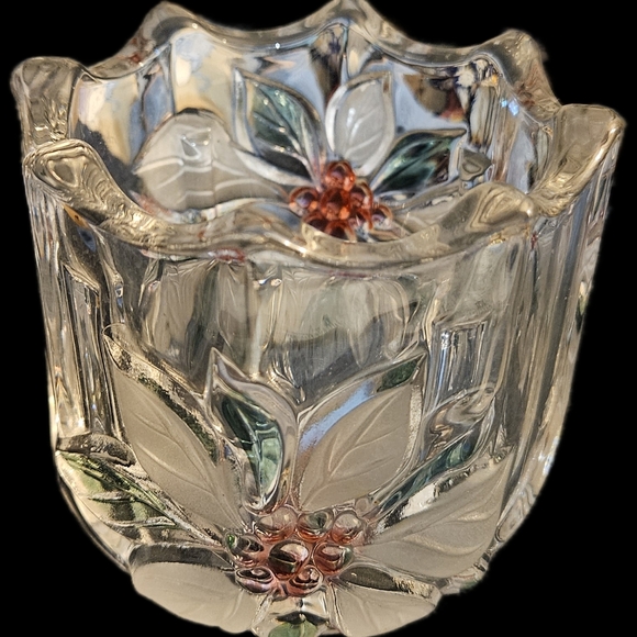 Two Christmas candle holders, one with red poinsettia design and the other Bells - Picture 11 of 15